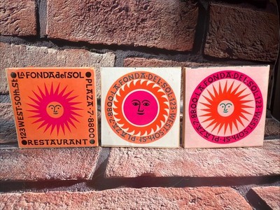 3 Vintage Match Boxes Alexander Girard La Fonda Del Sol NYC Full Unstruck HTF
