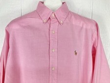 Ralph Lauren Classic Fit Button Front Shirt Pink Preppy Pony Size 17