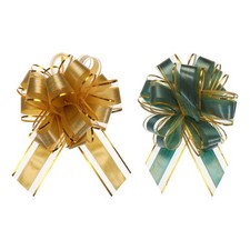 10 PCS 7 Inch Large Pull Bow Gift Wrapping Ribbon Organza Gold Green Basket