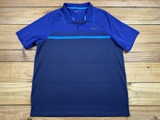 Nike Golf Dri-Fit Momentum Stripe Polo Shirt Sz XL Blue