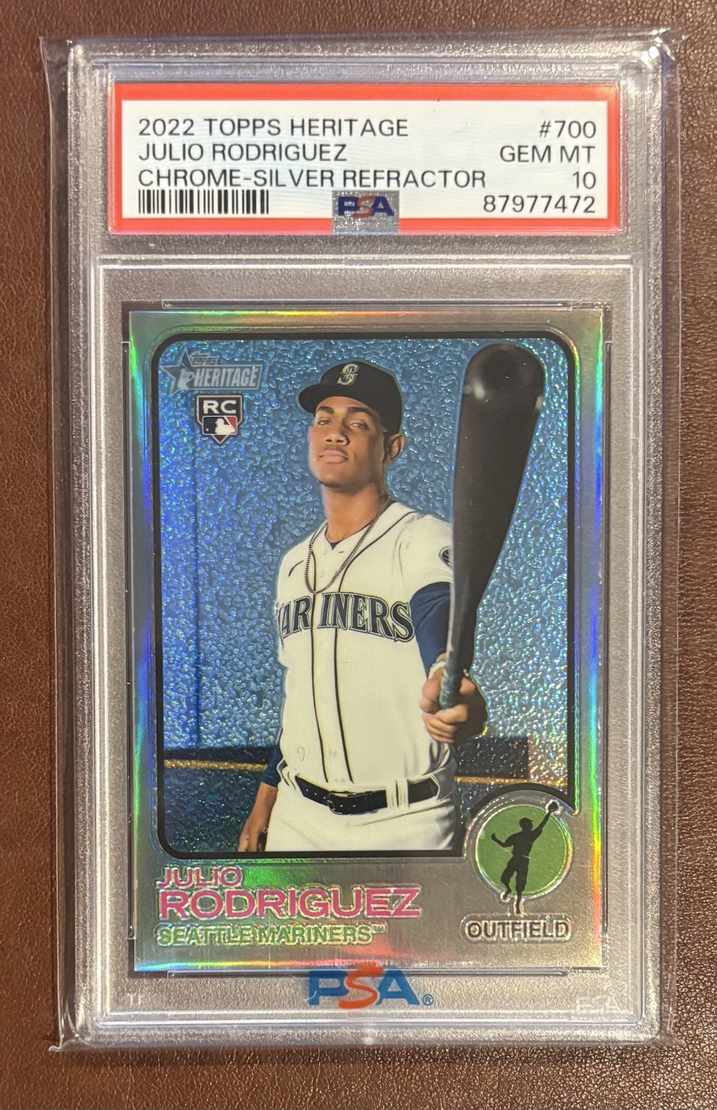 Julio Rodriguez 2022 Topps Heritage High Number Silver Refractor #’d/373 PSA 10