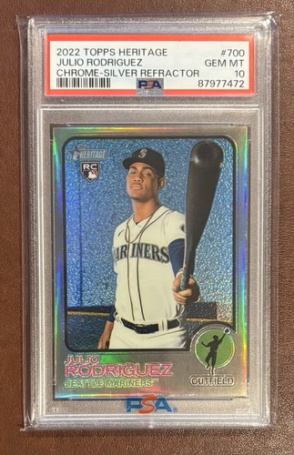 Julio Rodriguez 2022 Topps Heritage High Number Silver Refractor #’d/373 PSA 10