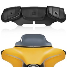 Smoke 8 Motorcycle Windshield and 3 Pocket Batwing Fairing Windshield Bag Wi...