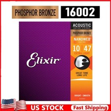 Elixir 16002 Nanoweb Phosphor Bronze Acoustic Guitar Strings 10-47 Extra LightAE