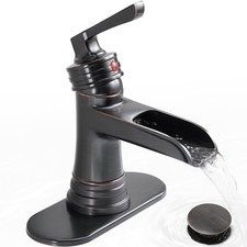 Brass Oil Rubbed Bronze Bathroom Faucet Waterfall Bathroom Sink Faucet 1 Hole...