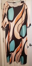 Multi-Color Maxi Dress - Size 1XL - 3/4 Flare Sleeves