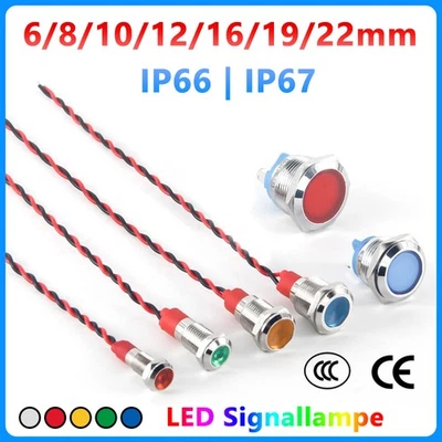 6-22mm LED Anzeigelampe Signalleuchte Kontrollleuchte Wasserdicht Auto Kfz Boot - Bild 1 von 4