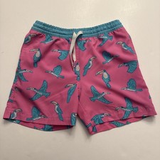 Chubbies Kids Pink Toucan Print Swim Trunks Mesh Liner 4 Inseam Sz S 8/9