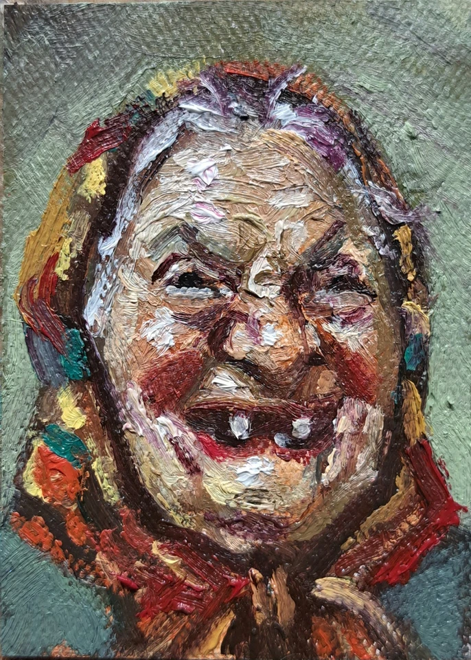 ACEO Original Oil Painting OOAK Portrait Series No 4 Art Card On Canvas Signed - Image 2 of 3