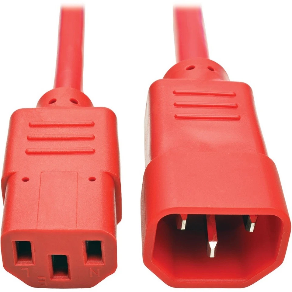 Tripp Lite 2ft Heavy Duty Power Extension Cord 15A 14 AWG C14 to C13 Red 2' - Image 2 of 4
