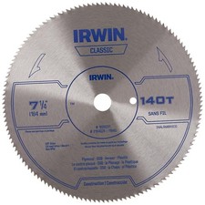 IRWIN Tools Classic Series Steel Corded Circular Saw Blade, 7 1/4-inch, 140T, .0