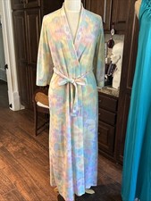 1960  s Barbizon Maxi Length Belted Sz M Pastel Housecoat Robe Pink