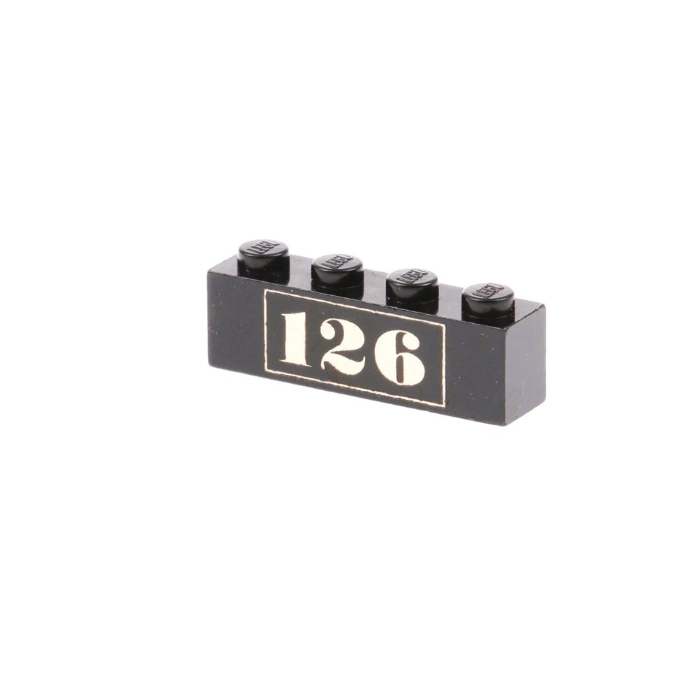 1X Lego Building Brick 1X4 Black Printed 126 Gold Train Locomotive 126 3010PB001