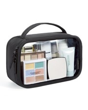 BAGSMART TSA-Approved Toiletry Bag, Large Opening Clear Makeup Bag with Handle,