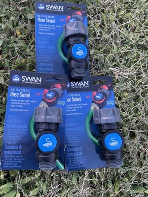 Lot of 3 Swan Multi-Purpose Hose Swivel Connectors   180°/360° Anti-Kink   New