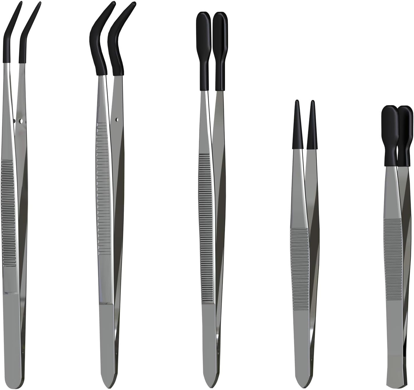 Kit Pinzette Entomologiche 5 Pcs | Precisione Acciaio e Grip PVC