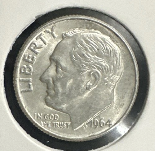 1964-D 10C Roosevelt Dime UNC 90% Silver 21oto0718-2