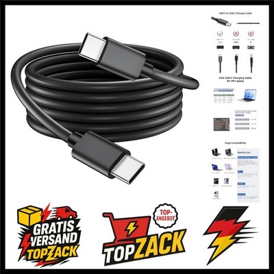 USB C Kabel 1,8M für HP Chromebook Lenovo Laptop,65W PD Ladekabel Schnelllade...