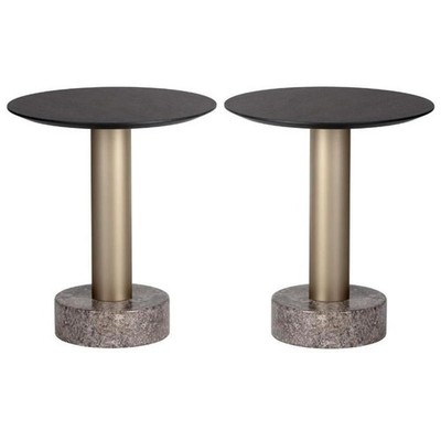 Home Square Monaco 17.75'' Wood End Table in Gray/Charcoal Gray - Set of 2
