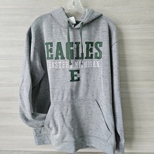 Champion Eastern Michigan Eagles Hoodie Mens Large Grey Space Dye Sweatshirt