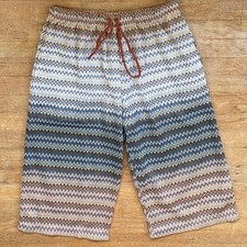 Vintage Chevron Capris Size Large/XL 32-35" Waist 90s Eyelet Cropped Pants