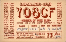 QSL radio card YO8CF 1965 Bucuresti Romania USSR Jean