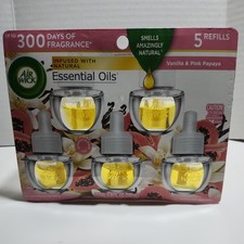 Air Wick Scented Oil Refill Vanilla & Pink Papaya 5 Ct Essential Oil Sealed New