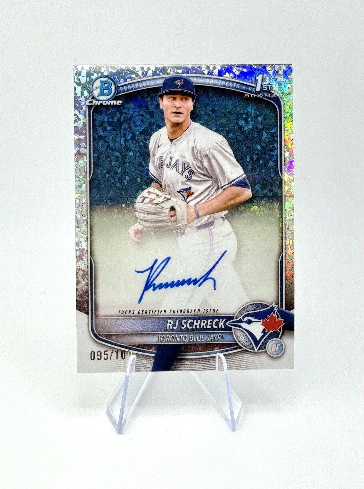 2025 Bowman Chrome RJ Schreck Mini Diamond Auto /100 Blue Jays 1st Bowman