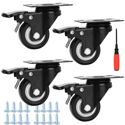 2 Inch Caster Wheels Heavy Duty Casters Set of 4 Locking Swivel Casters with Bra