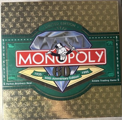 Monopoly Diamond 60th Anniversary Limited Edition 1995 Complete w Certificate