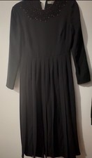 Christian Dior black midi dress. Pleated Silk dress. Sz 38, US 6