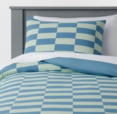 Pillowfort Kids' Bedding Comforter Set Checkers Cotton OEKO-TEX Twin