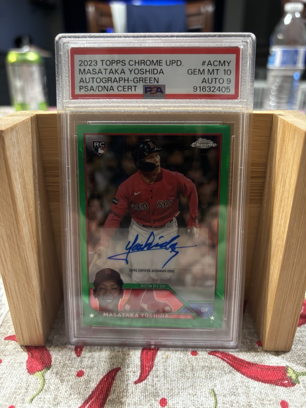 2023 Topps Chrome Rookie Autographs Masataka Yoshida Green Refractor /99 PSA 10