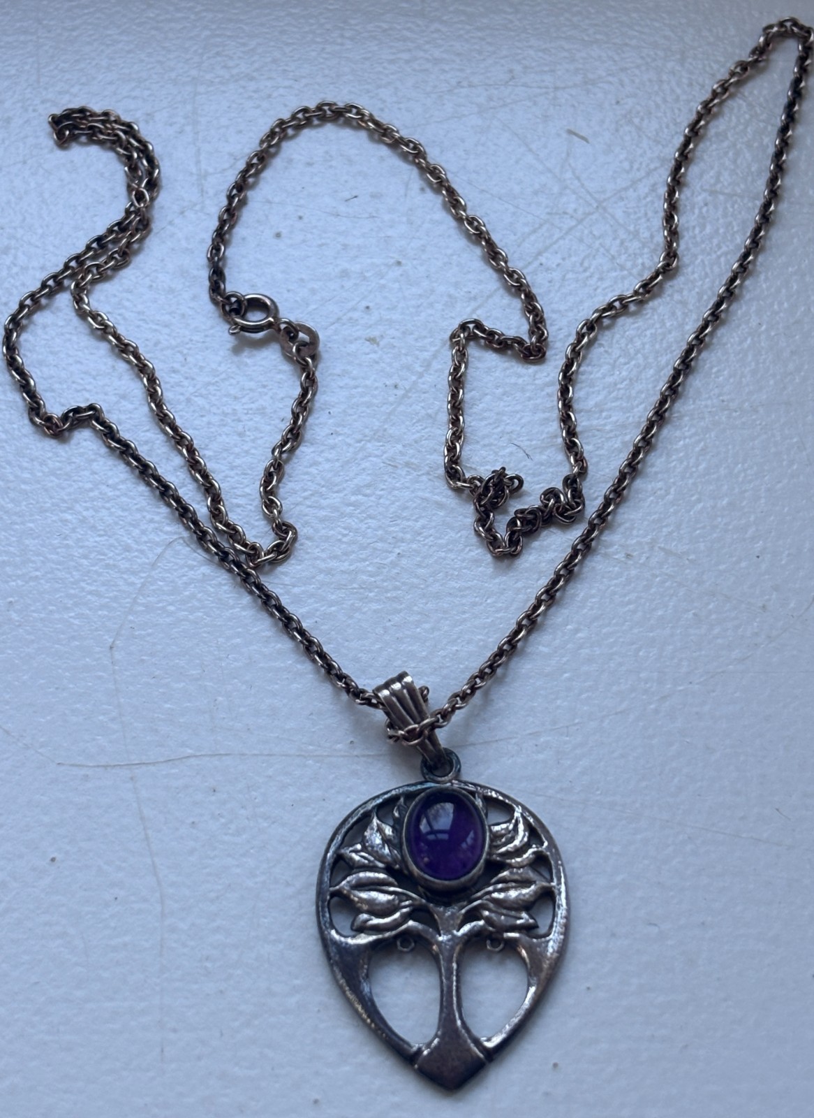 Beautiful Solid Silver & Cabochon Amethyst Tree o… - image 2