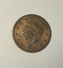 1837 Coronet Matron Head Large Cent VF N-6
