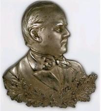 William McKinley Cast Iron Bust Plaque Wall Decor 25th President Patriotic VTG