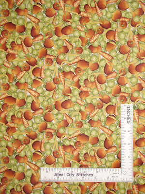 Vegetables Kitchen Veggies on Cream Fabric By the Yard by QT Cuisine
