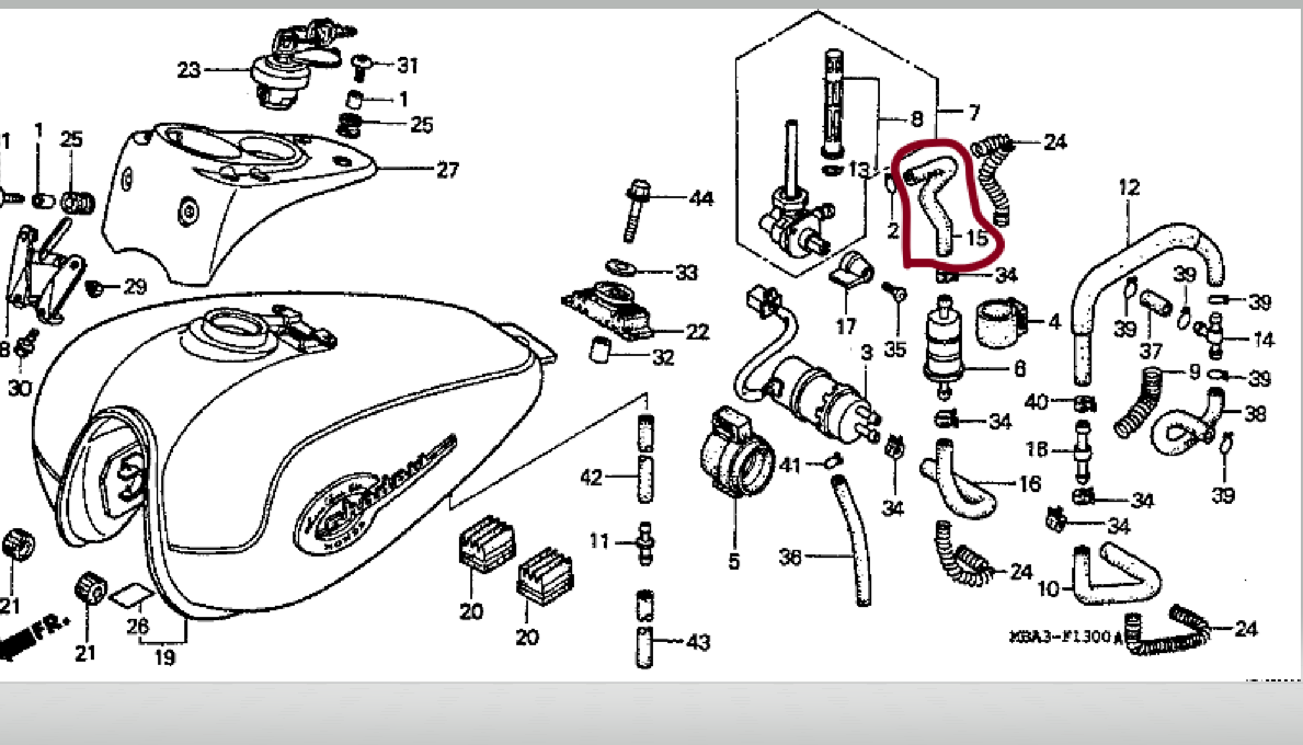 切り絵 HONDA SHADOW Classic HONDA GAS TANK FUEL LINE, HOSE 16961-MBA-000, SHADOW VT750, 750