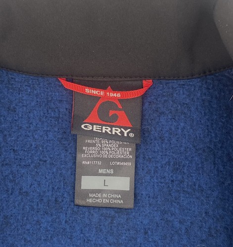 Gerry Blue Fleece Knit Full Zip Athletic Jacket Spandex Side Panels Mens Large - Picture 10 of 12