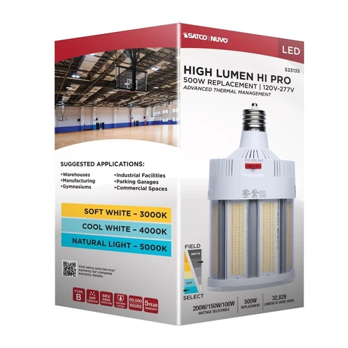 Satco S23135 - 200/150/100 Watt LED Corncob - Extended Mogul base (1 or 2 Pack) - Picture 12 of 13