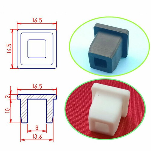 Square Silicone Rubber End Caps Blanking Plugs Tube Box Section Insert Black - Picture 8 of 15