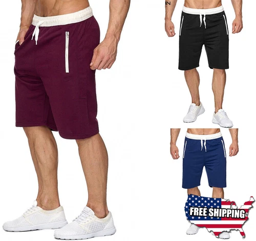 ON SALE!! Man's Casual Sweat Shorts Sport Pants Slim-Fit Gym Fitness Workout US