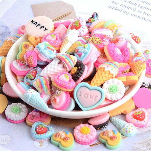 20 Mix Cake Food Resin Cabochons DIY Cardmaking Embellishments Art Decors 1-3cm - Picture 5 of 5