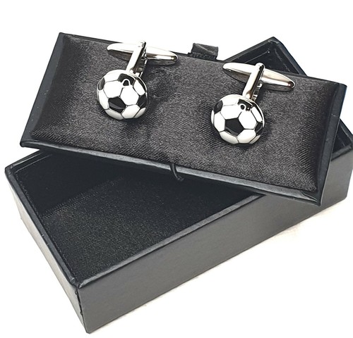 NEW Harvey Makin Rhodium Plated Football Cufflins Mens Dad Grandad Groom - Picture 1 of 4