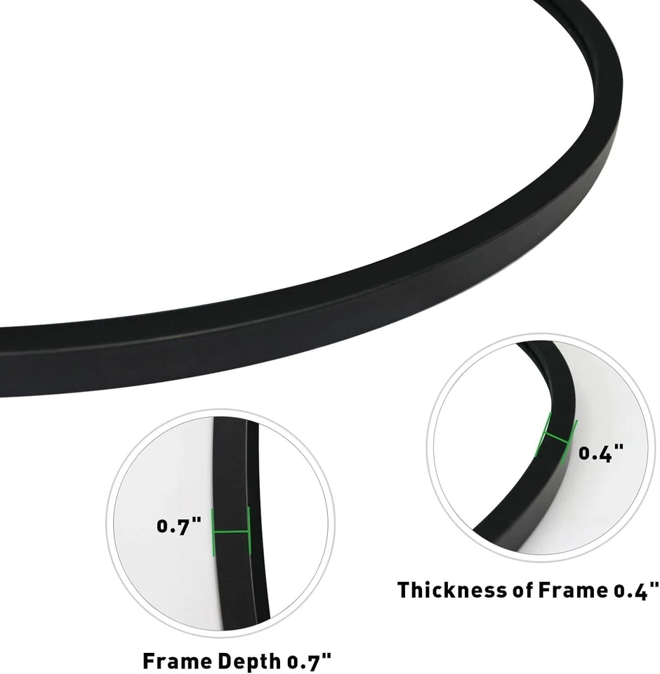 Wandspiegel Runder Spiegel Design Schwarz mit Rahmen aus Metall 40cm B1049 - Bild 3 von 4