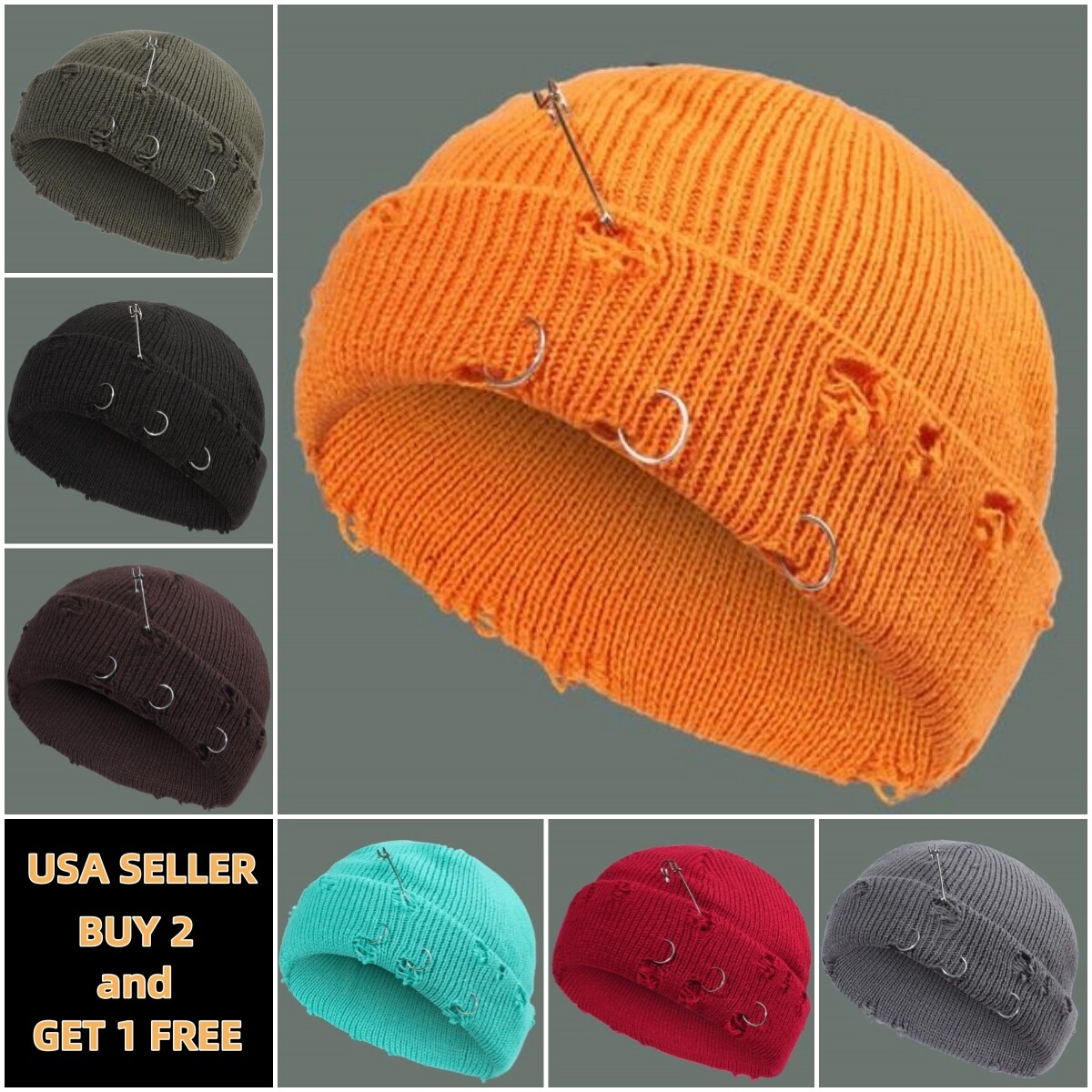 Mini Short Fisherman Beanie Hat Ribbed Pin Docker Winter Warm