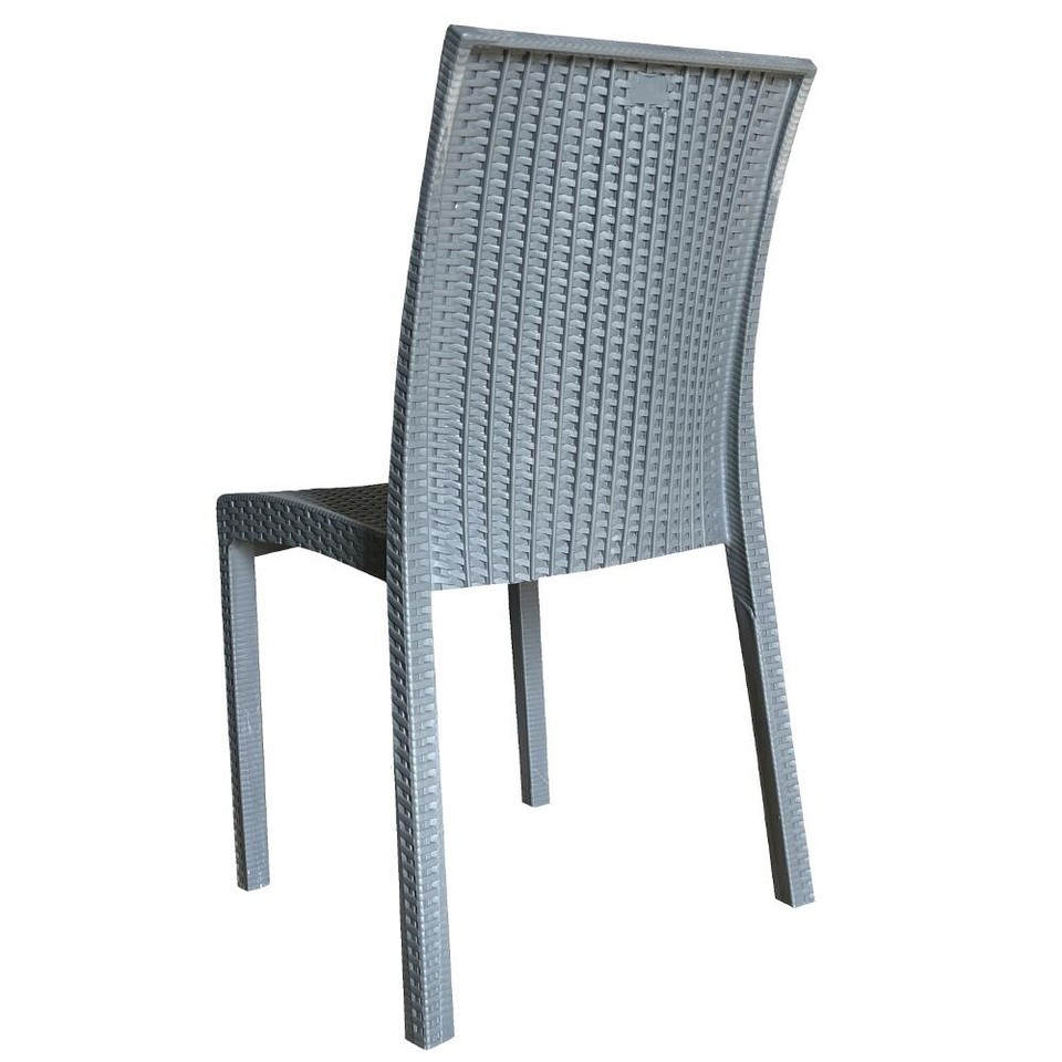 Chaise En Plastique Grise Effet Rattan Ciment Monobloc 1 Pièce