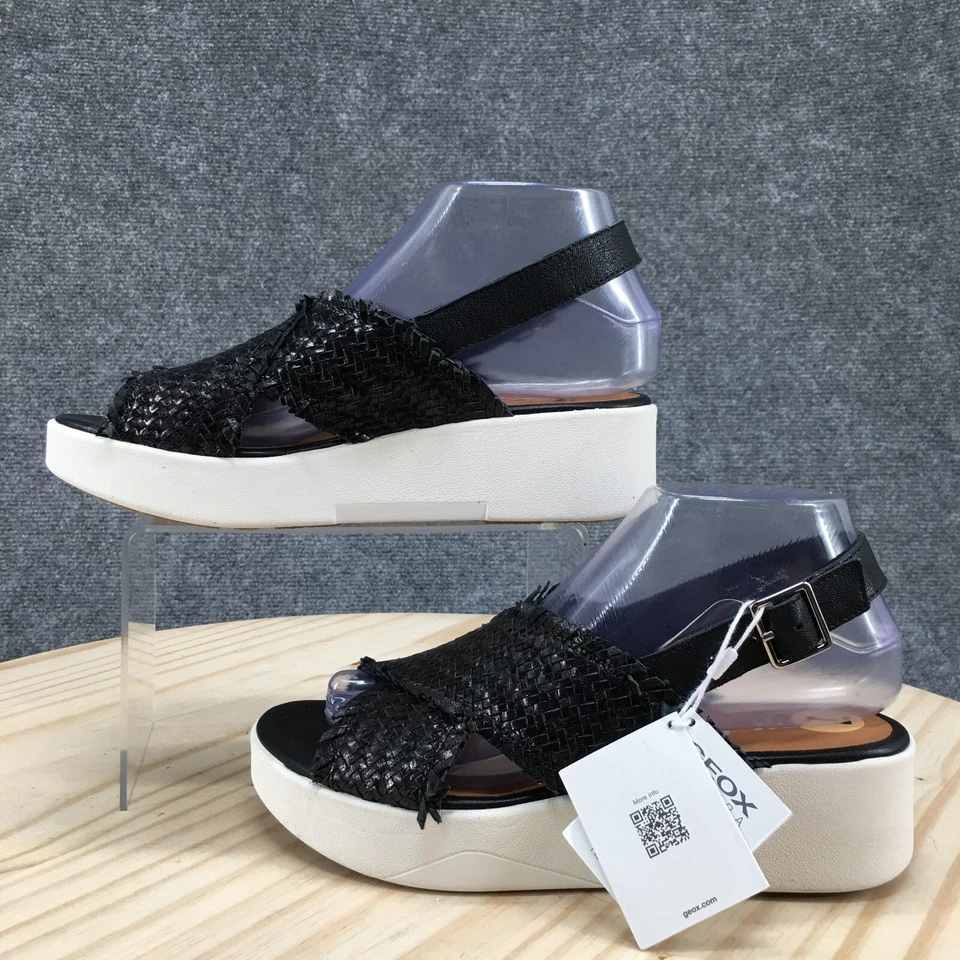 Sandalias GEOX para mujer 37 Laudara correa cruzada tejida cuña honda D25MPE negras Foto 2 de 4