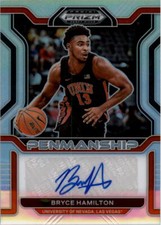 2022-23 Prizm Draft College Penmanship Prizms Silver 17 Bryce Hamilton Auto