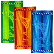 Dolphin Sea Towel Blue Green Orange Sponge Egyptian Cotton Towel 90x165cm